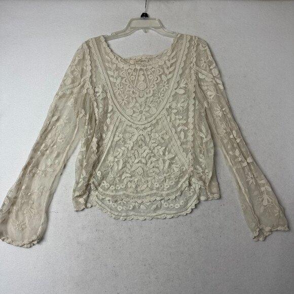 Rewind Tops - Rewind shirt sz L/Xl  Ivory Floral Crochet Lace romantic feminine Victorian